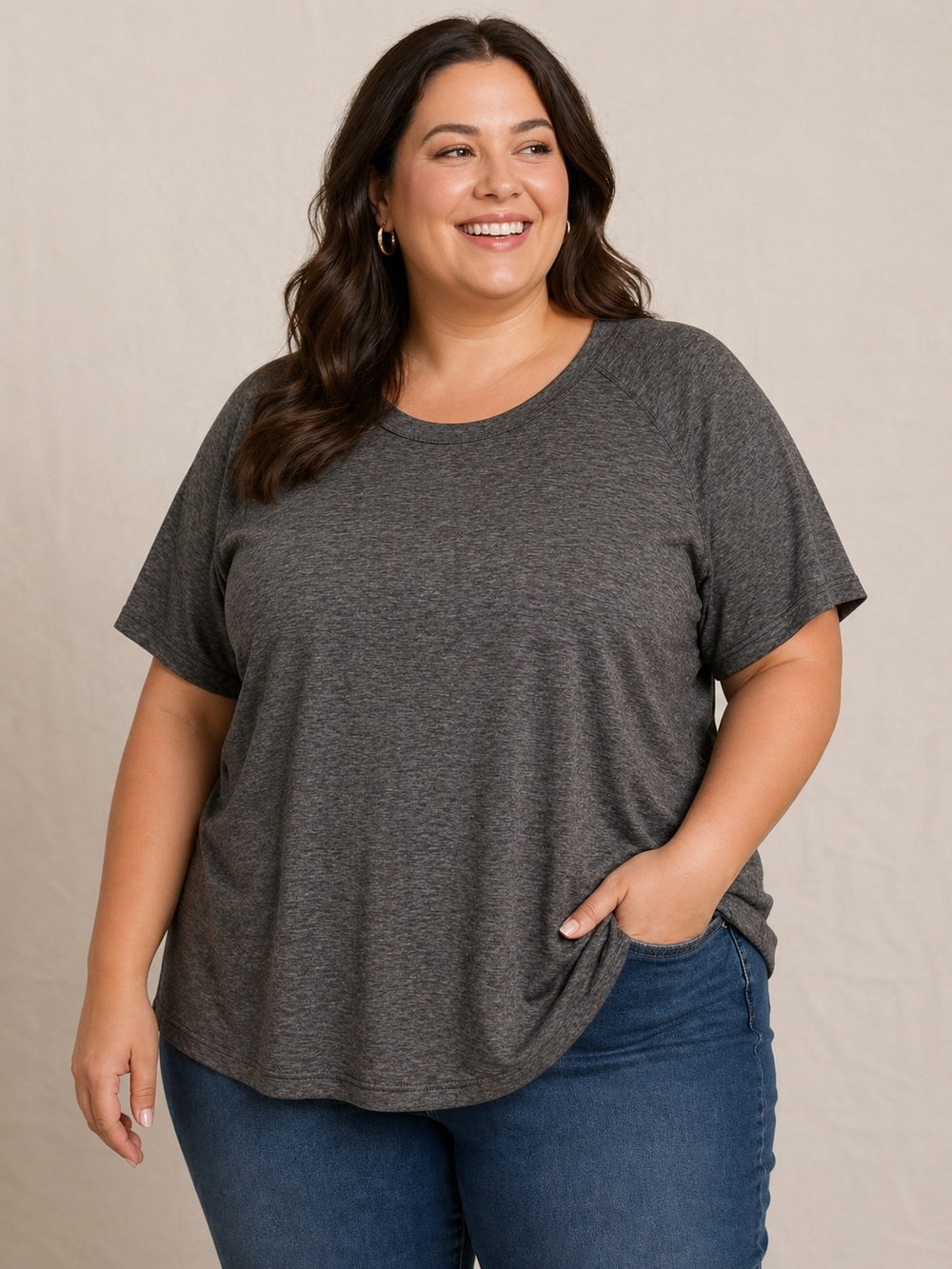 tek gear Plus-Size Short Sleeve Tee in Charcoal Gray